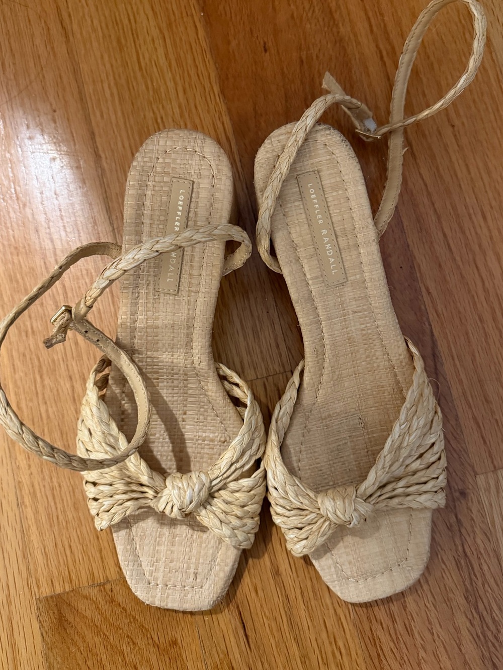 Loeffler Randall Braided Straw Ankle-Tie Sandals in Natural